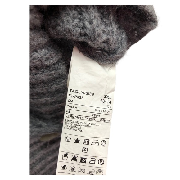 🆕 Sisley Cropped Mohair Wool Blend Cardigan Juniors Size 3XL - Picture 10 of 12